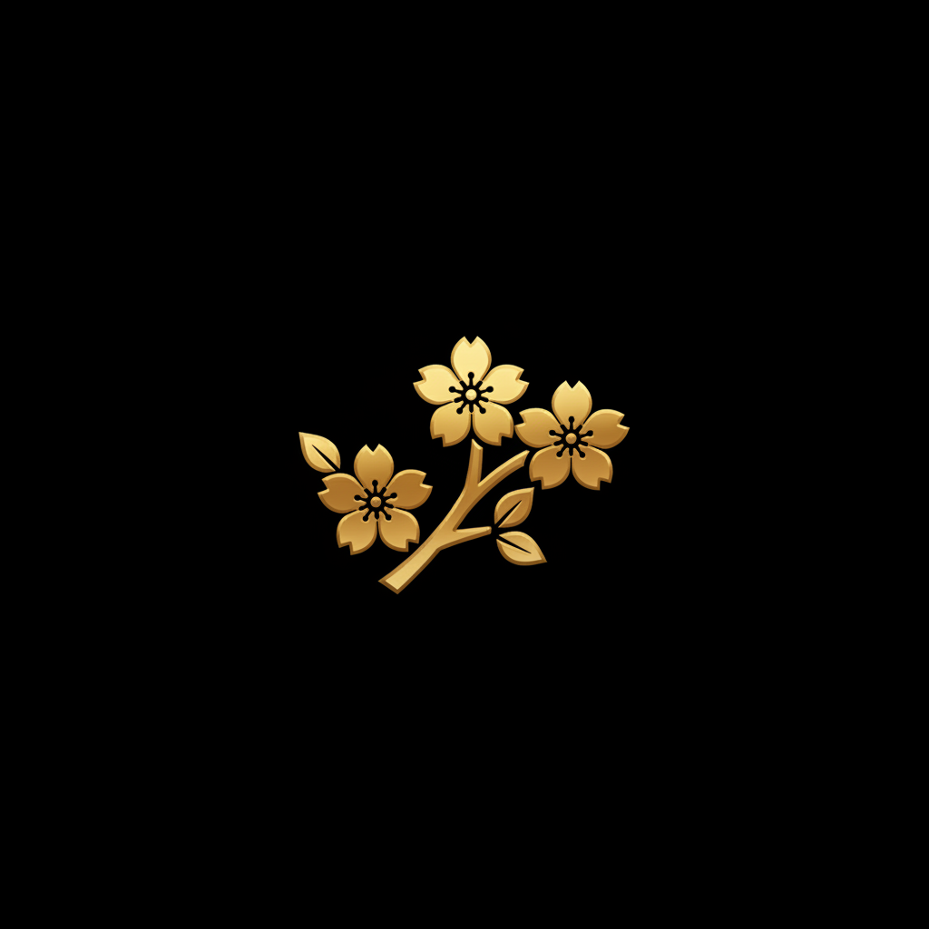 Besondere Anlässe - goldene Kirschblüte auf schwarzem Hintergrund