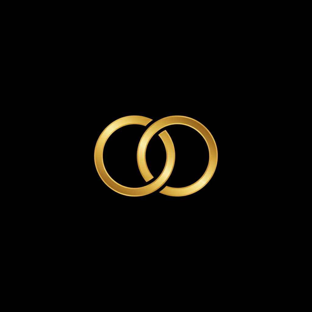 Hochzeit & Jubiläum - goldene Ringe auf schwarzem Hintergrund