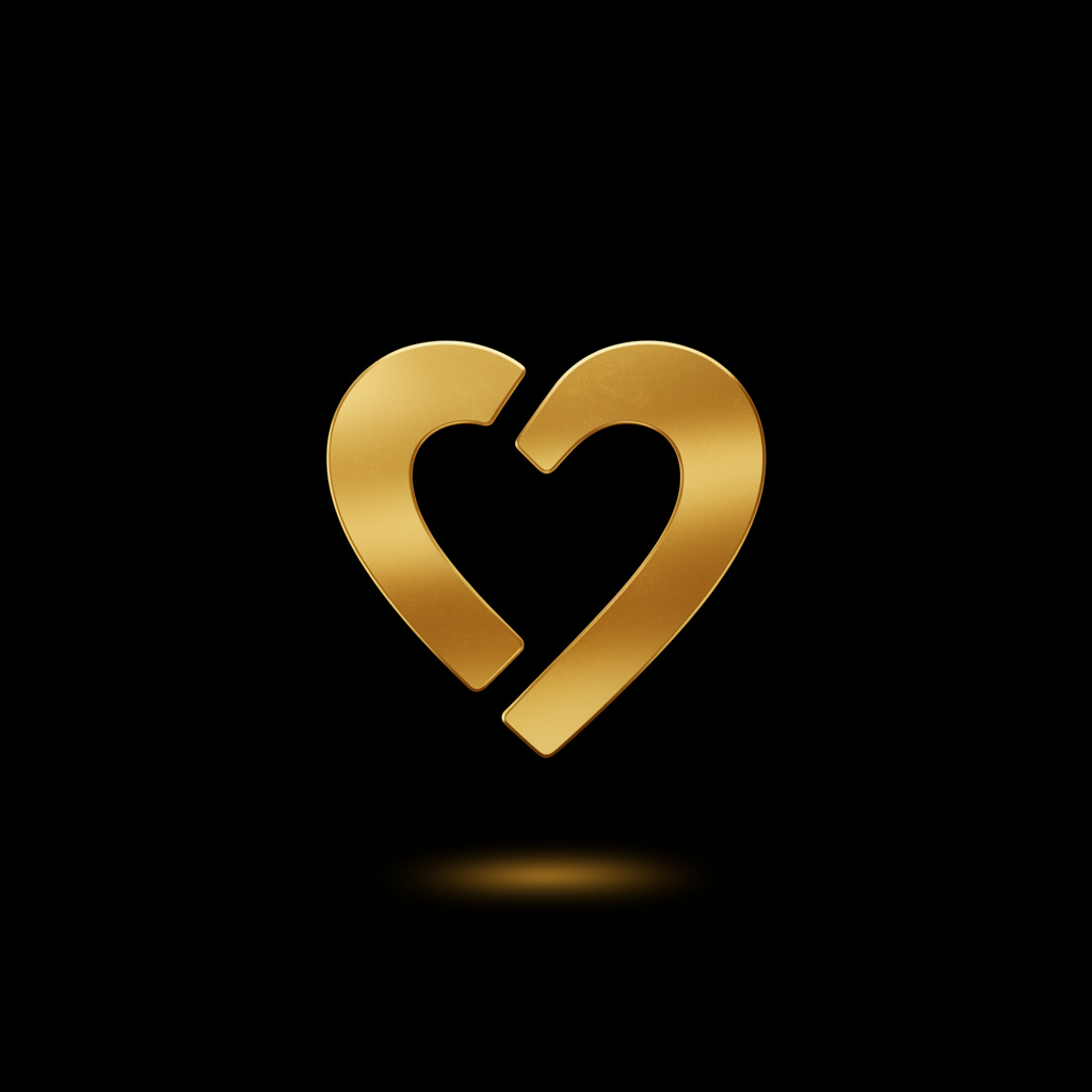 Liebessong - goldenes Herz auf schwarzem Hintergrund